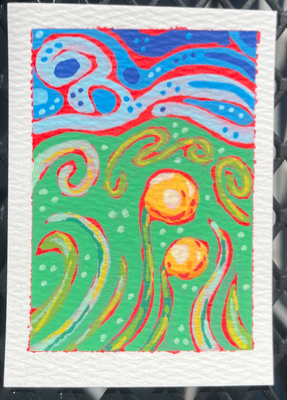 Whimsical Landscape aceo art card thumbnail 2