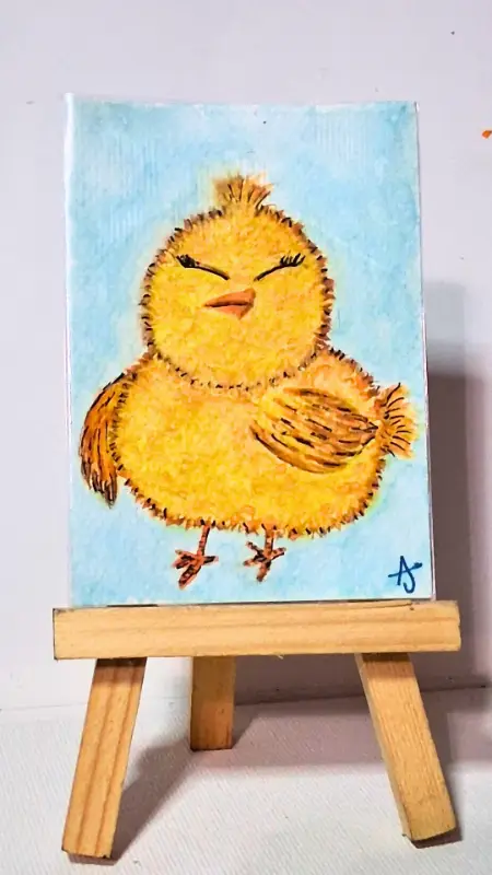 Pleasantly Plump chick aceo art card