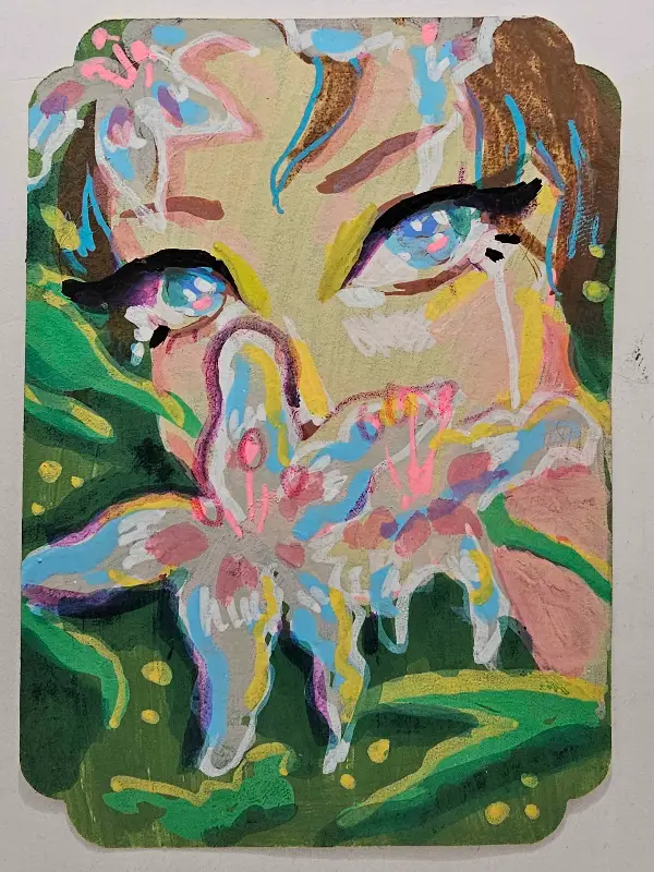 Teary-Eyed Girl aceo art card