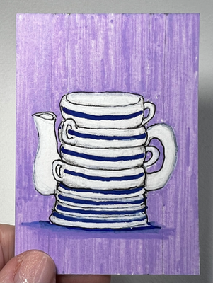 Teapot Set Teapot aceo art card thumbnail 2