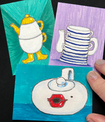 Teapot Set Teapot aceo art card thumbnail 1