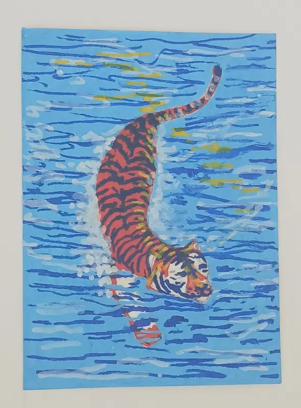 Tiger Dip aceo art card