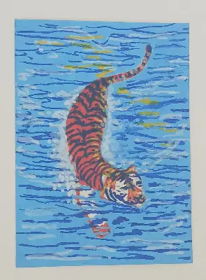 Tiger Dip aceo art card thumbnail 1