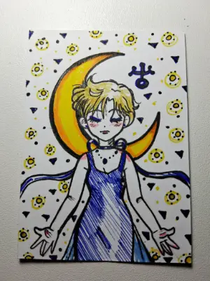 In the Name of the Wind - Princess Uranus, Sailor Uranus of Sailor Moon aceo art card thumbnail 3