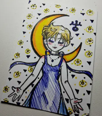 In the Name of the Wind - Princess Uranus, Sailor Uranus of Sailor Moon aceo art card thumbnail 1