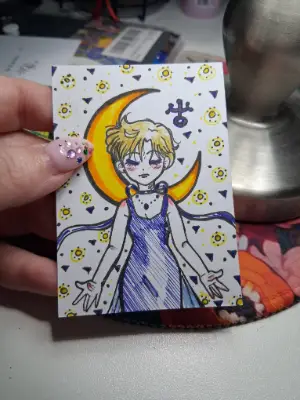 In the Name of the Wind - Princess Uranus, Sailor Uranus of Sailor Moon aceo art card thumbnail 2