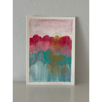 ACEO original, abstract sun and clouds aceo art card thumbnail 2