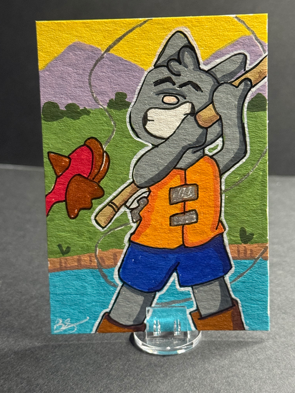 Fishing Day with Potte aceo art card