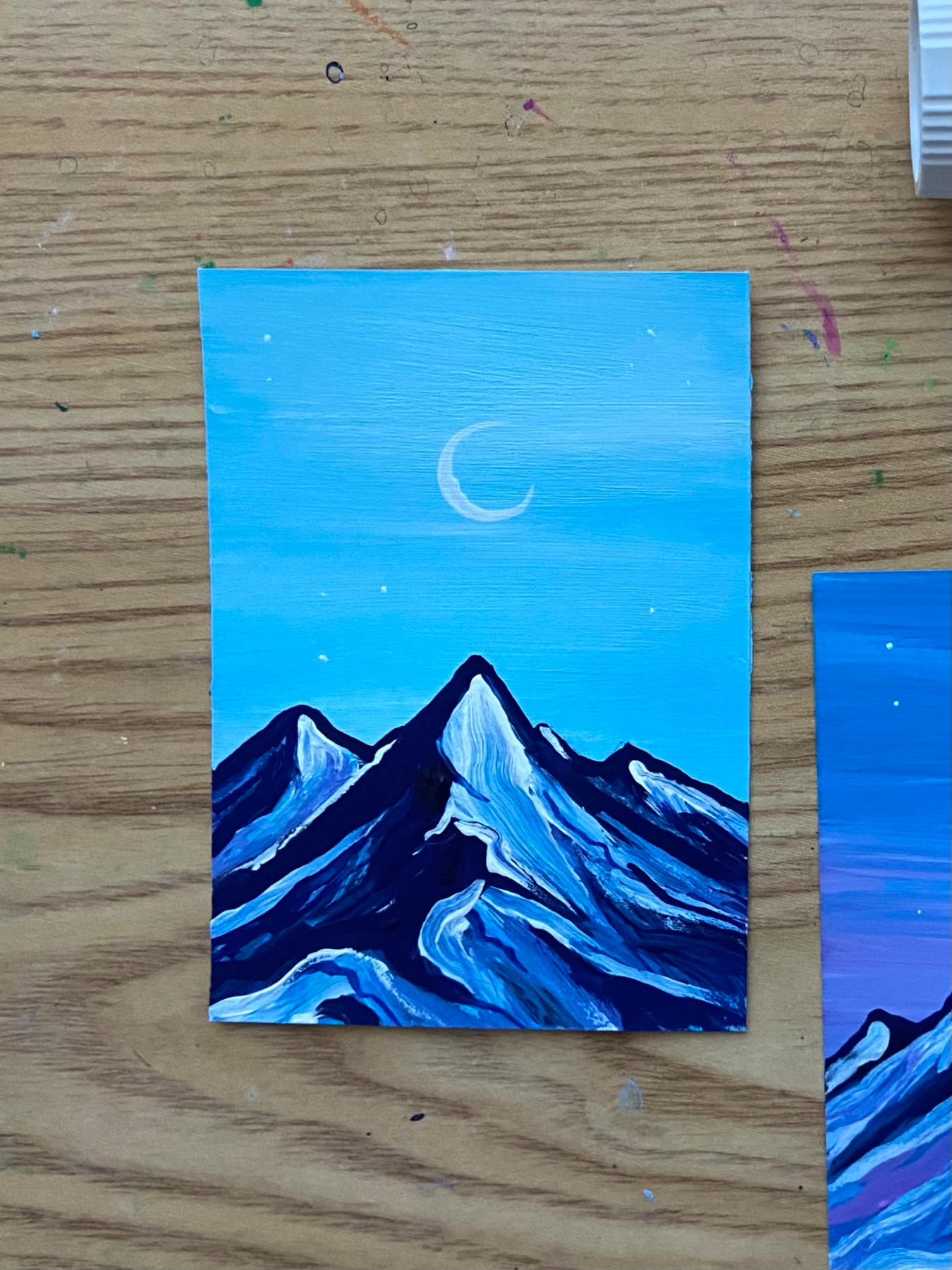 Crescent moon aceo art card