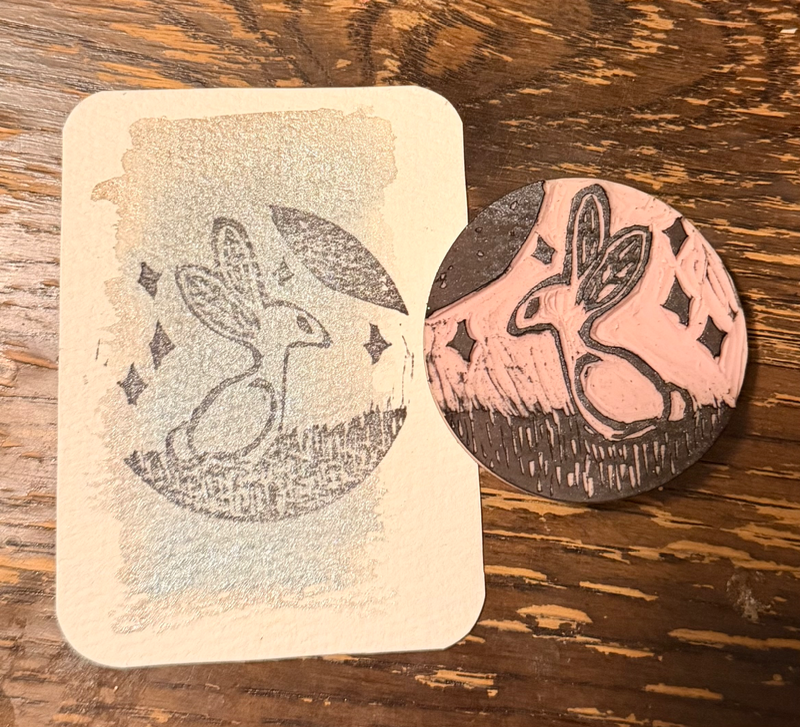 Moon Gazing Hare aceo art card