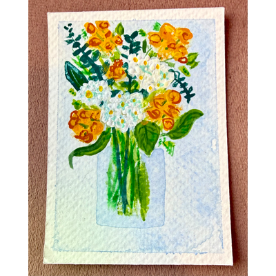 Trader Joe’s Flowers aceo art card thumbnail 2