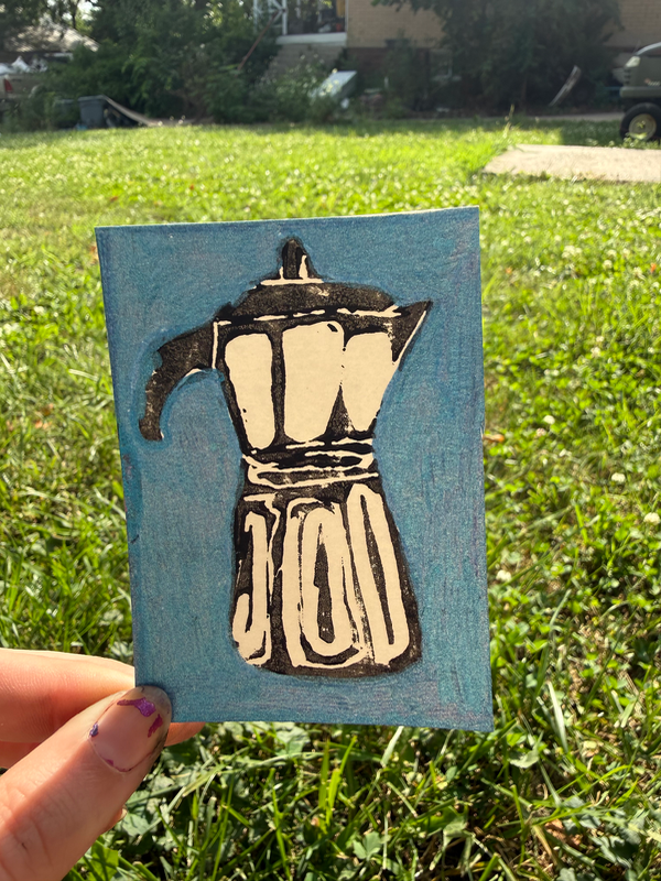 Blue Moka Pot aceo art card