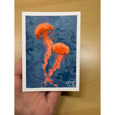 Jellies aceo art card thumbnail 1