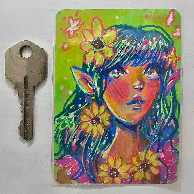 Flower Girl aceo art card thumbnail 2