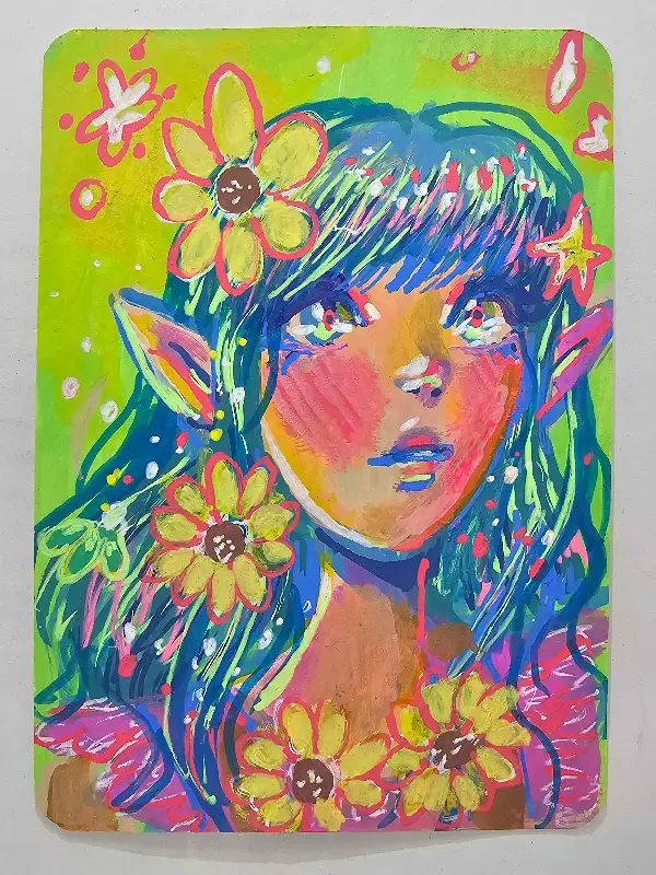 Flower Girl aceo art card