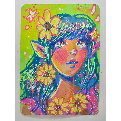 Flower Girl aceo art card thumbnail 1