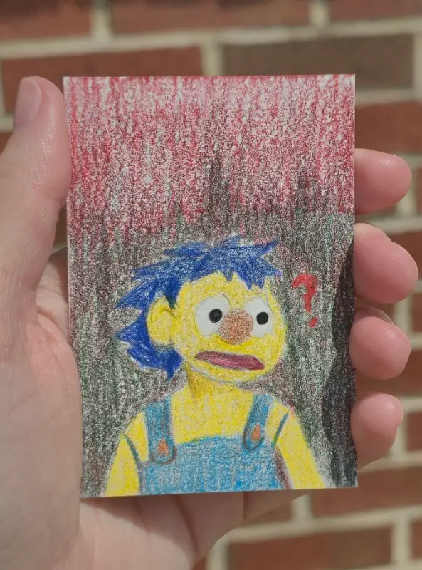 Yellow guy from, Don't Hug Me I'm Scared aceo art card