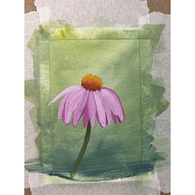 Pink Coneflower aceo art card thumbnail 2