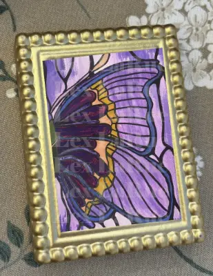 Butterfly Wing Stain-glass style Yellow & Purple SIGNED PRINT aceo art card thumbnail 1