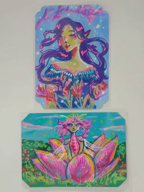 Flower Girls Bundle 2 ACEOs for 1 aceo art card