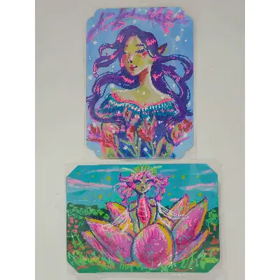 Flower Girls Bundle 2 ACEOs for 1 aceo art card thumbnail 1