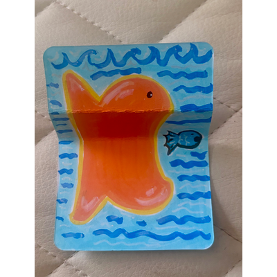 Hungry fish aceo art card thumbnail 2