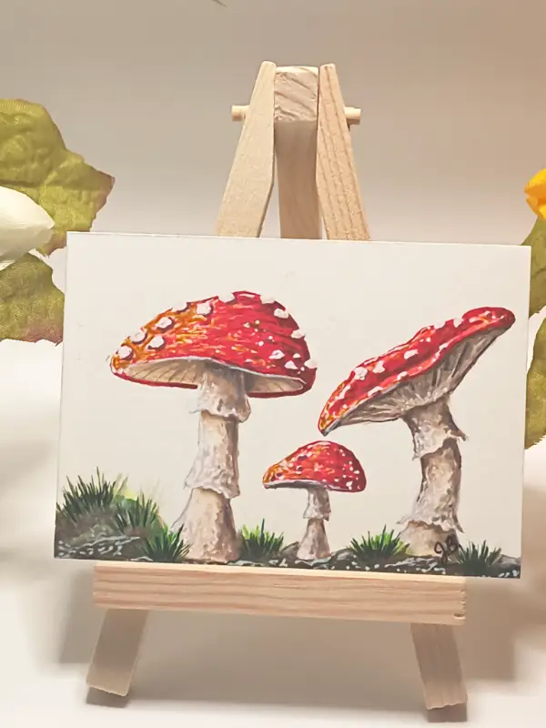 Red Mushroom 004 aceo art card