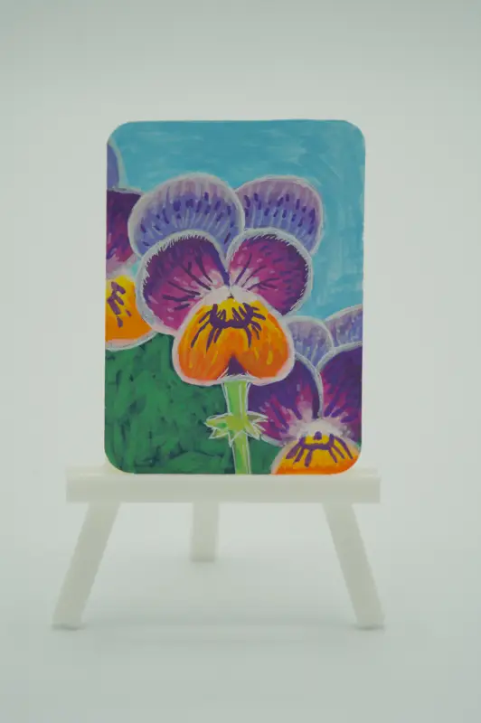 Colorful Pansy aceo art card