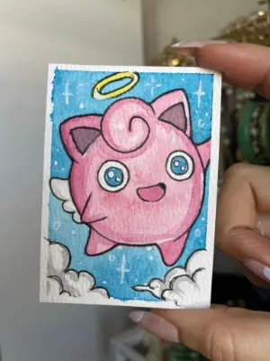 Angel Jigglypuff Pokemon aceo art card thumbnail 1