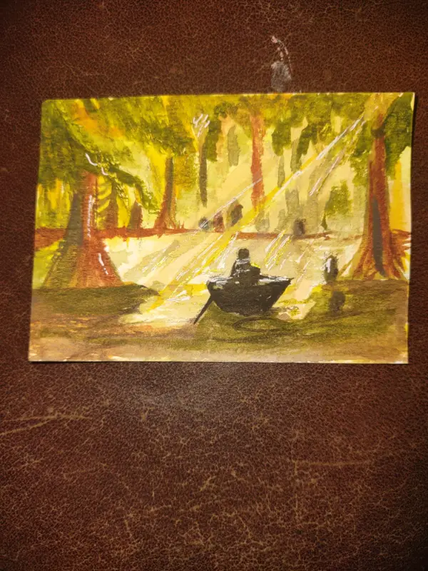 ACEO Original Artwork OOAK "Morning in the swamp" Watercolors, landscape aceo art card