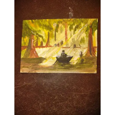 ACEO Original Artwork OOAK "Morning in the swamp" Watercolors, landscape aceo art card thumbnail 1