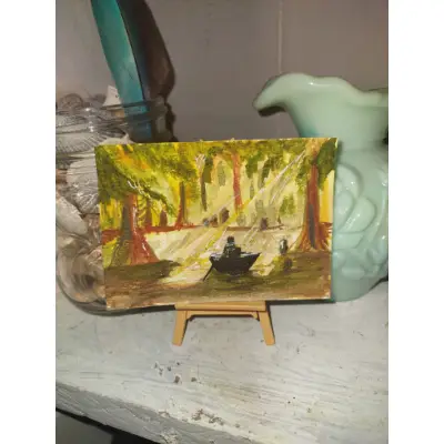 ACEO Original Artwork OOAK "Morning in the swamp" Watercolors, landscape aceo art card thumbnail 2