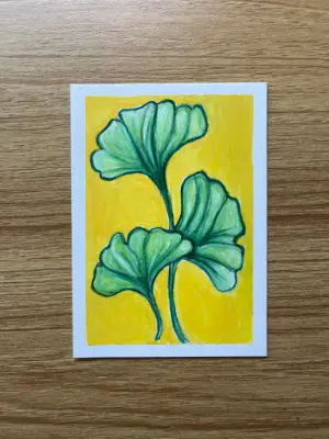 Gingko Leaves aceo art card thumbnail 1