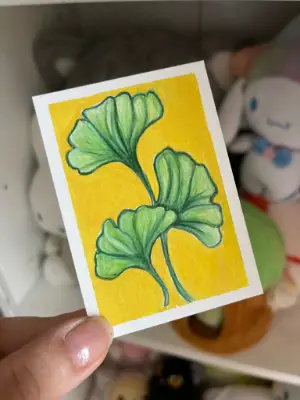 Gingko Leaves aceo art card thumbnail 2