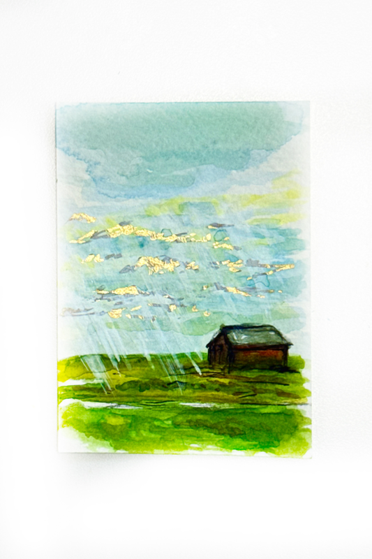little things- house on the hill Texas aceo art card