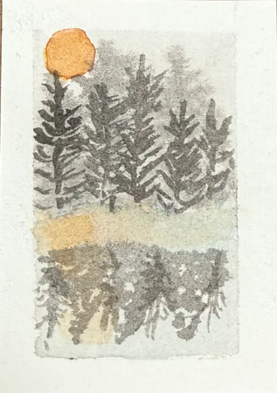 Golden Stillness aceo art card