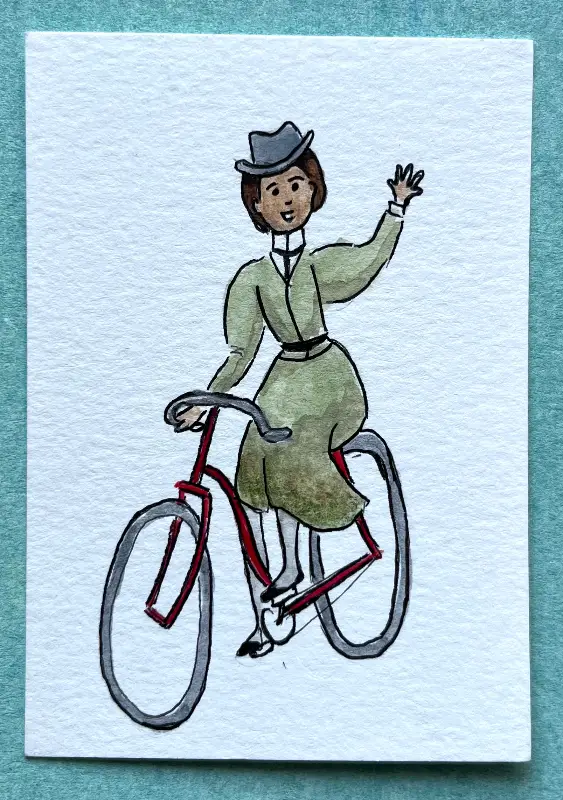 Edwardian bike lady 1 aceo art card