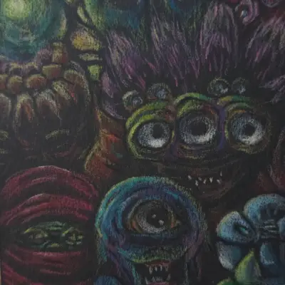 The Monsters Come Out at Night aceo art card thumbnail 2