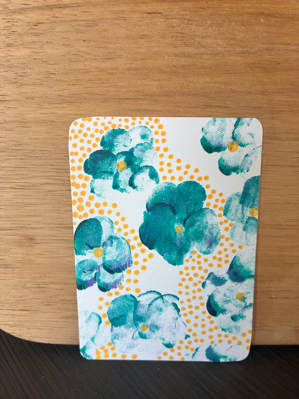 Blue thumbprint florals aceo art card