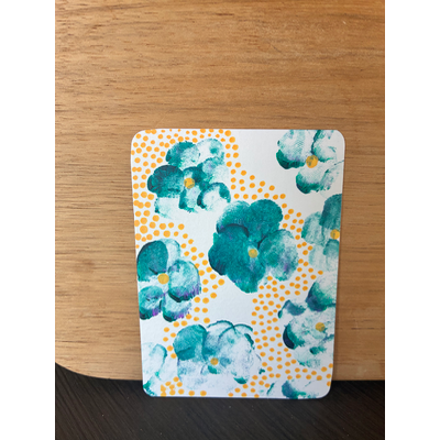 Blue thumbprint florals aceo art card thumbnail 1
