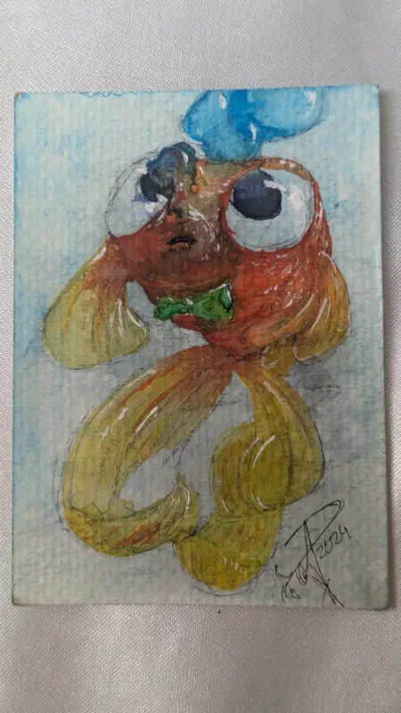 A Concerned Fish aceo art card