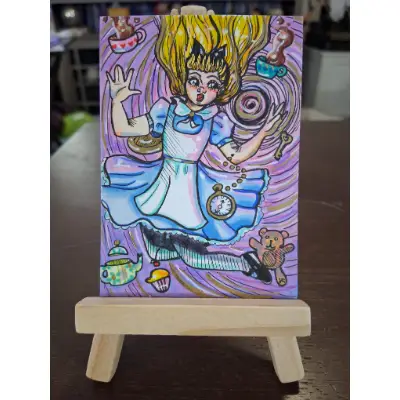 Down the Rabbit Hole aceo art card thumbnail 2
