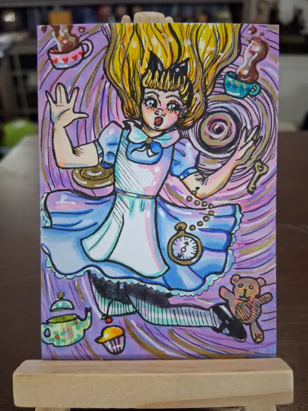 Down the Rabbit Hole aceo art card