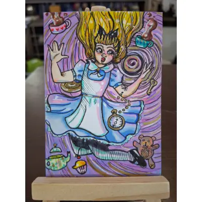 Down the Rabbit Hole aceo art card thumbnail 1