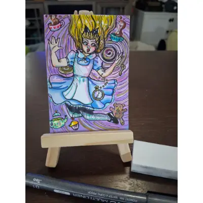 Down the Rabbit Hole aceo art card thumbnail 3