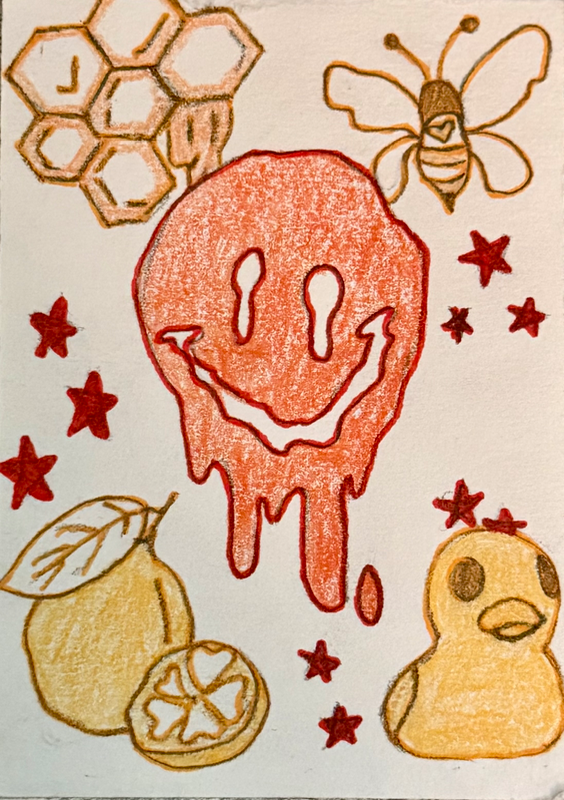 Orange Themed ACEO aceo art card