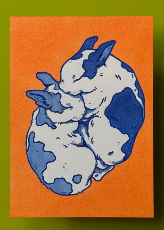 Bunnies aceo art card