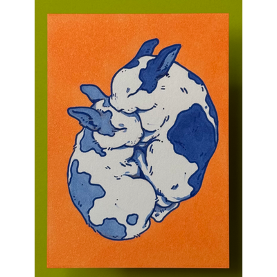 Bunnies aceo art card thumbnail 1