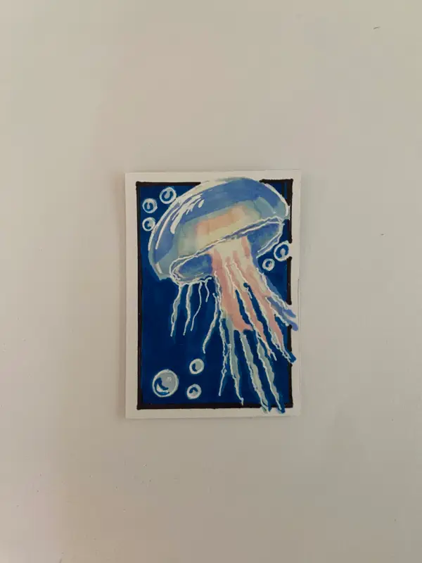 Jelly fish aceo art card