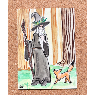 The Wizard and the Creature aceo art card thumbnail 2